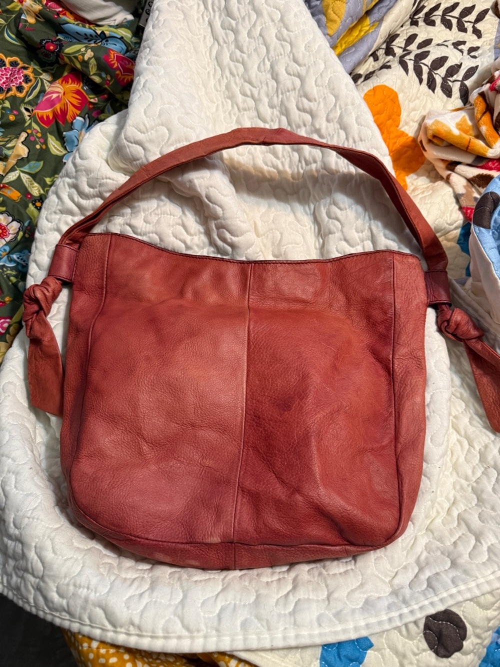 Frye Nora Knotted Hobo Shoulder Bag in Rust Red